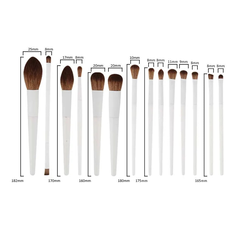 Custom Logo White 14Pcs Private Label Make up Brushes Beauty Cosmetic Foundation Power Blushes Eyelashes Lipstick Brush Kit