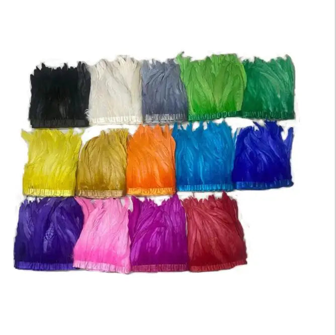 20-25cm(8-10inch) Dyed 17 Colors Rooster Feather Fringe Trim Selected Prime Quality for Clothing Dresses