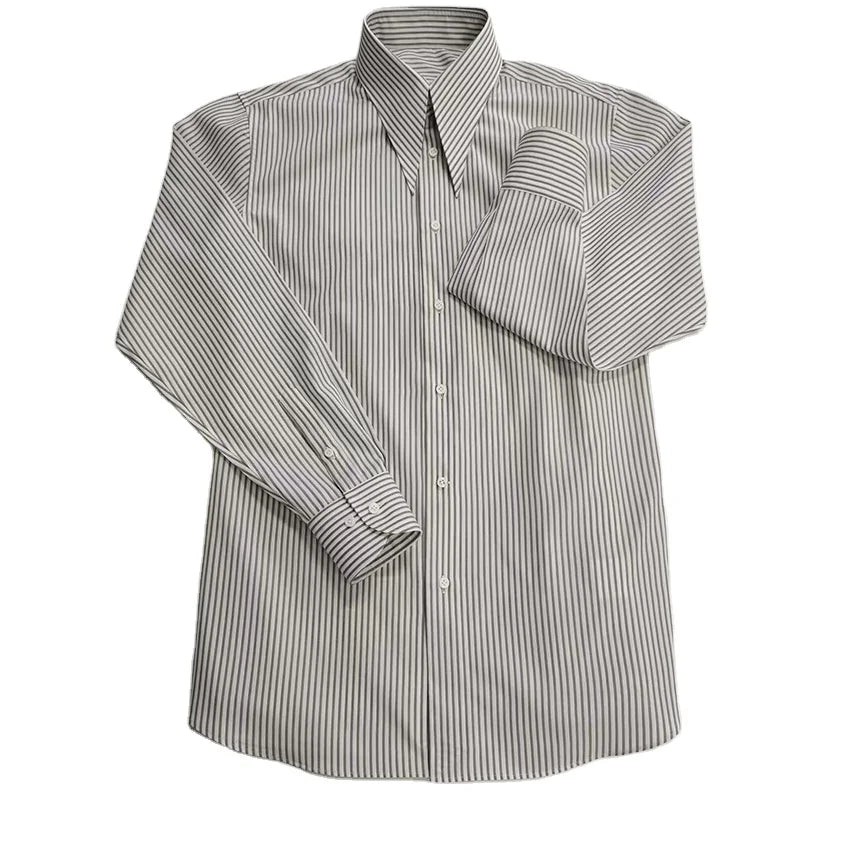 Custom Logo Wholesale Mens Stripe Shirt Button up Collar Shirt Casual Plus Size Men'S Shirts for Men Short Sleeve