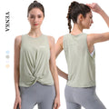 2023 Women's Comfortable Breathable Lightweight Gym Fitness Tank Tops Neck Sleeveless Dry Fast Yoga Vest Custom Logo Soft Skin