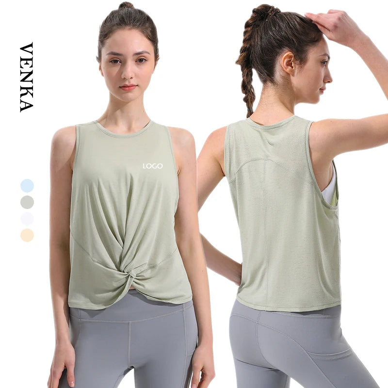 2023 Women's Comfortable Breathable Lightweight Gym Fitness Tank Tops Neck Sleeveless Dry Fast Yoga Vest Custom Logo Soft Skin