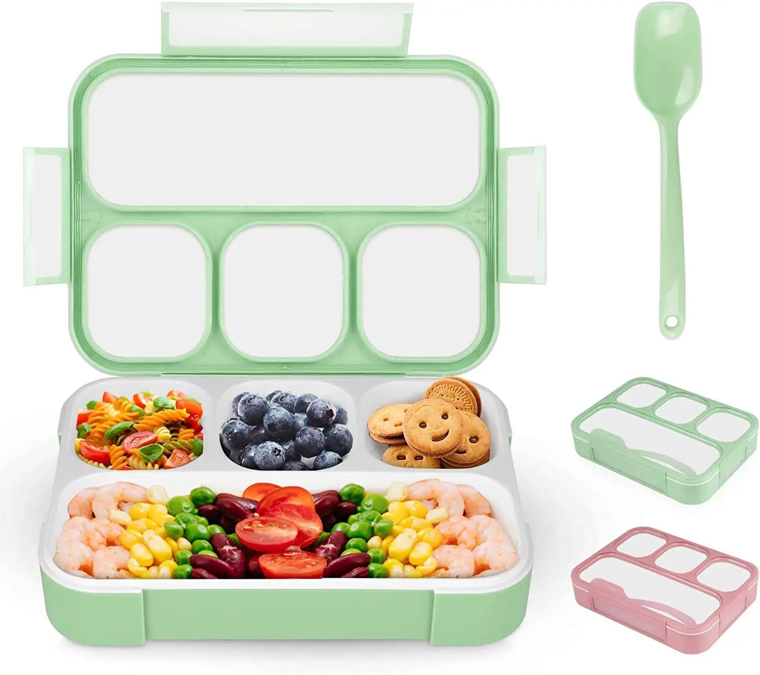 Bento Lunch Box Set Snack Container 4 Compartment Tiffin Box Leakproof Bento Container BPA Free School Lunch Box for Kids Adults