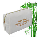 Natural Eco Friendly Bamboo Fiber Makeup Toiletry Wash Bag Custom Logo Bamboo Fabric Organizer Pouch Unique Promotion Gift