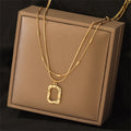Hot Selling New Trendy Luxury Hip-Hop Fashion Jewelry Double Layered Design Geometric Pendant Necklace