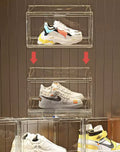 Stackable Transparent Shoe Box Fashion Shoe Display Case Plastic PET Shoe Storage Case With Magnetic Door