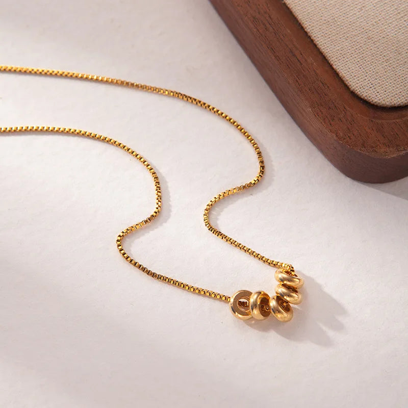 Trendy Simple Golden Bean New Fashionable Stainless Steel Small Bead Pendant Necklace for Women
