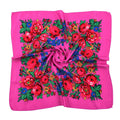 Polyester Bandana Printed Hair Scarf Square Ukrainian Head Scarf Floral Babushka Neck Scarf for Women