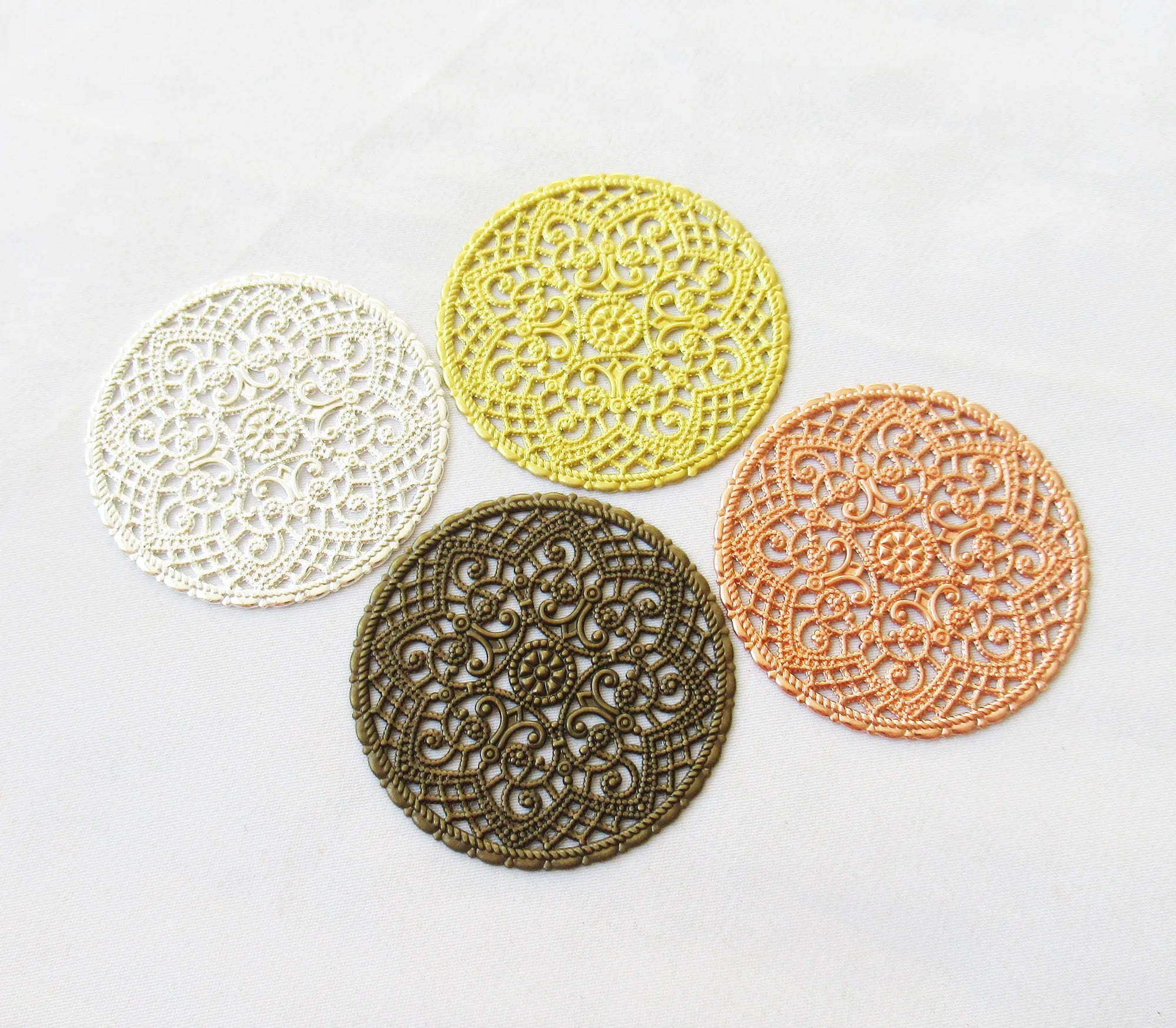 Round Brass Stamping 41mm Filigree Decorative Findings DIY Crafts