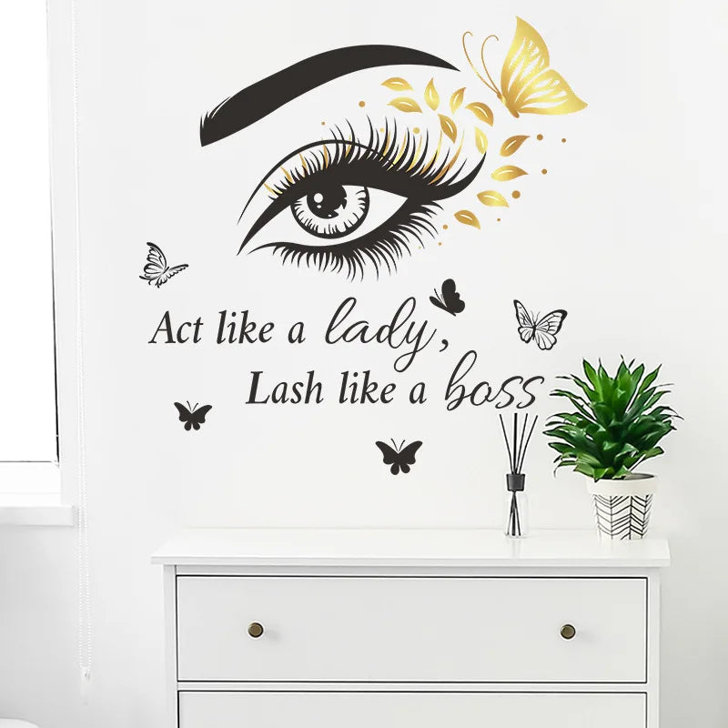 Spa Beauty Salon Makeup Artist Wall Sticker Cosmetics Lipstiker Makeup Shop Window Decals Hair Salon Art Decoration Mural