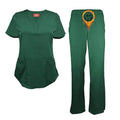 Original Women's Ultra Soft Drop-Neck 2 Pocket Scrub Set Natural Stretch Premium Quick Drying