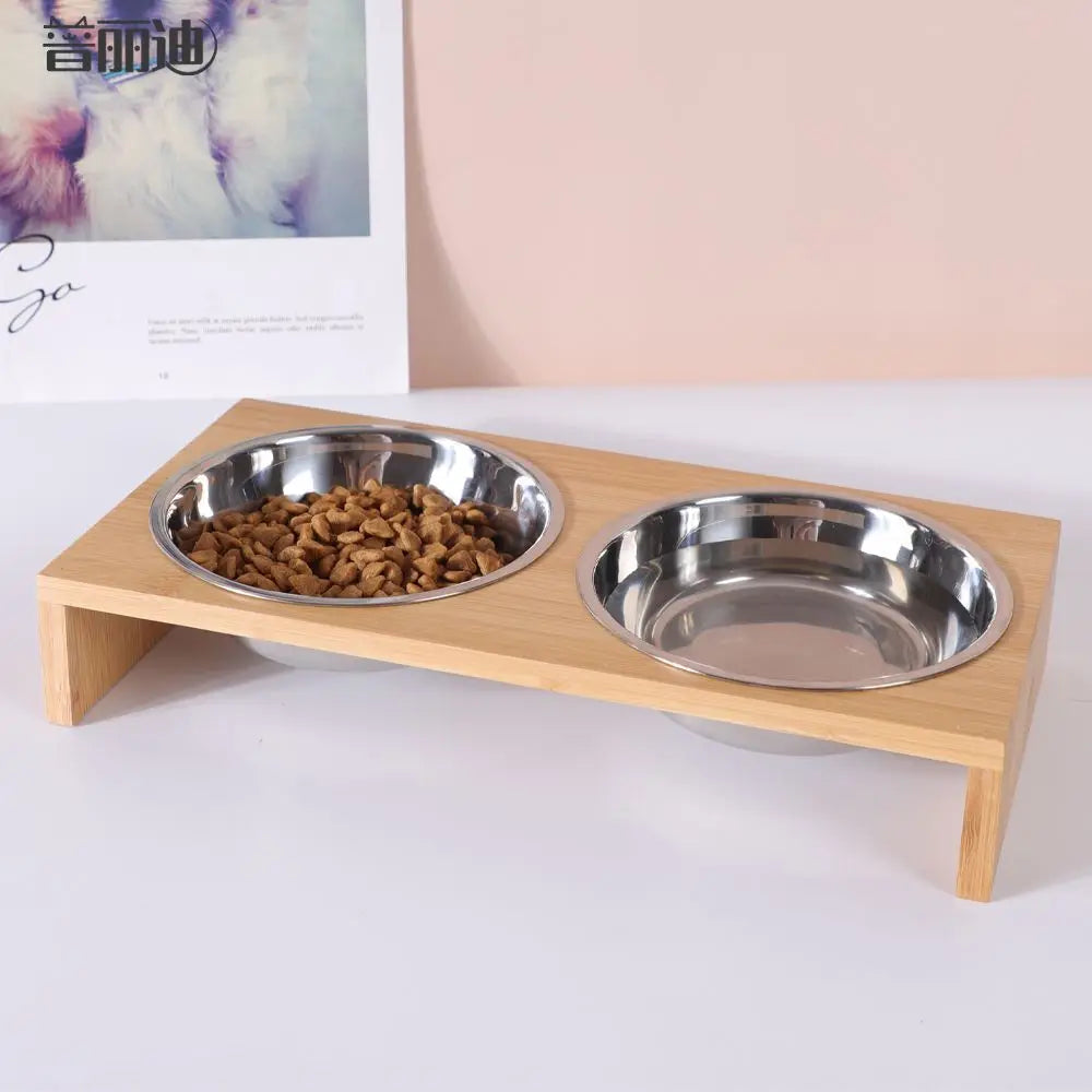 Wholesale Pet Dog Cat Double Stainless Steel Bowl Set