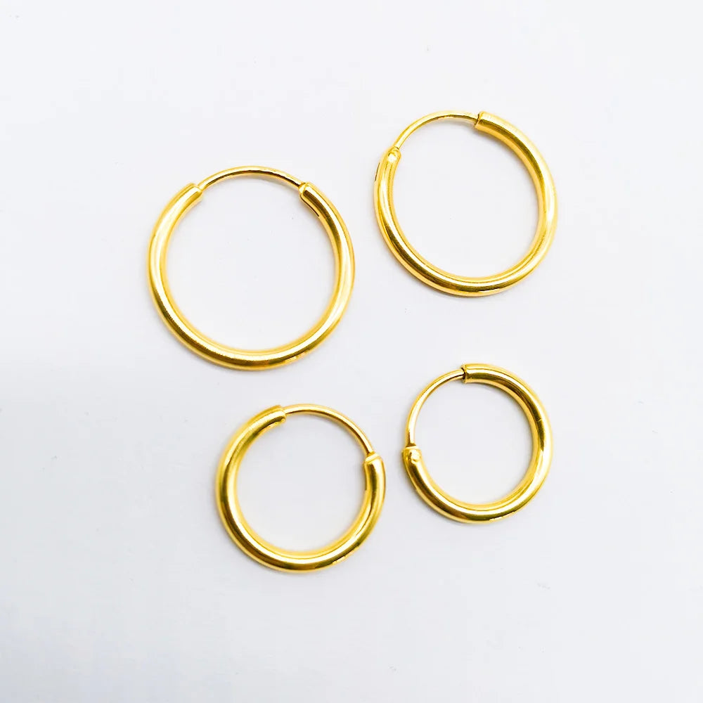 Gold Plated Stainless Steel Hoop Earrings Trendy Indian Jewelry Aretes De Moda Bijoux Plaque Dijes De Acero for Men and Women