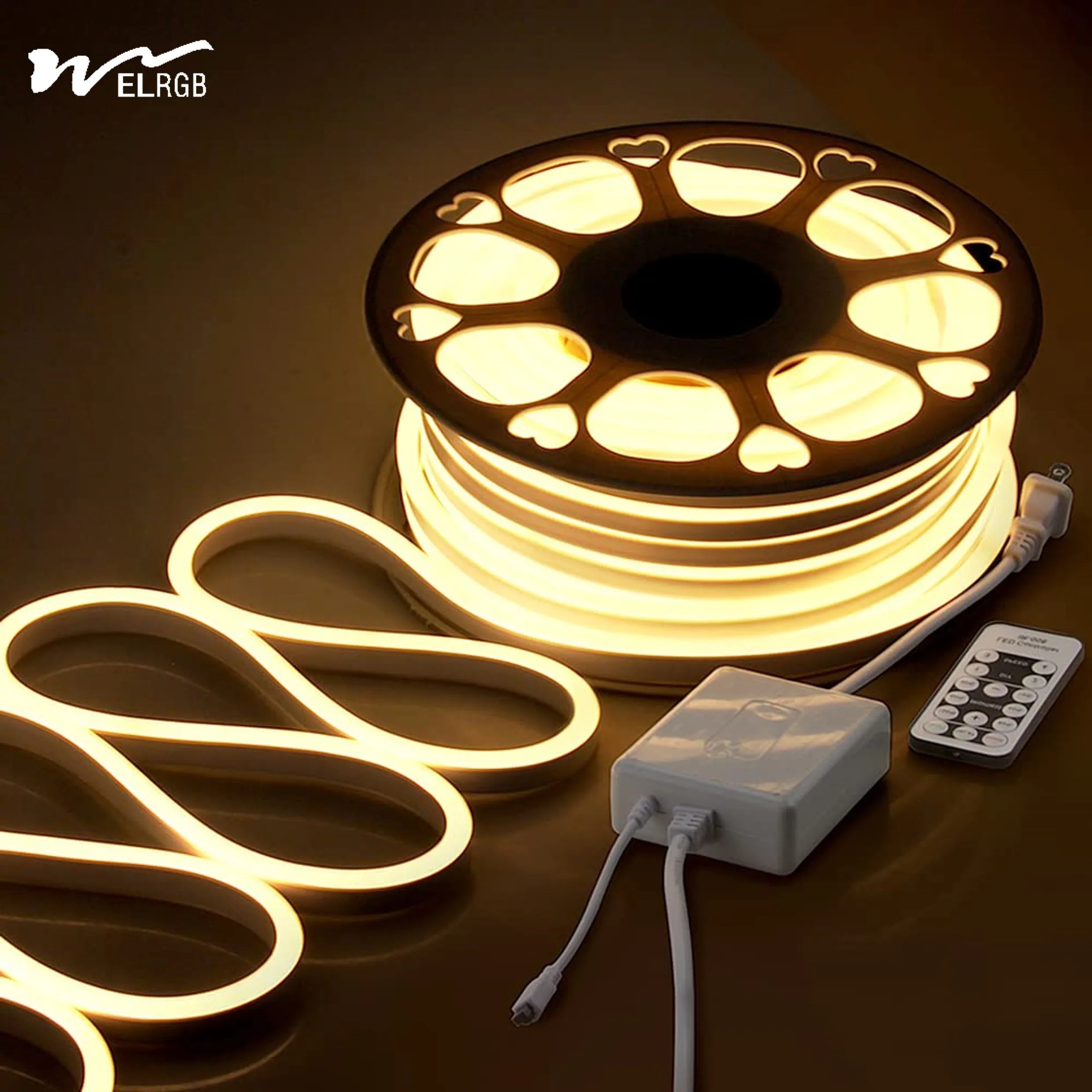 Outlet LED Dimmable Neon Light Strip 110V~220V Waterproof Remote Control Cuttable PVC Rope Lights