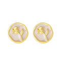 New Trend Vintage Elegant Women Ladies Jewelry Alloy Oil Dripping Rose Flower Enamel Earrings Stud