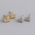 SP Wholesale New Fashion Zircon Heart Studs S925 Sterling Silver Rhinestone Mosaic Hear Earrings