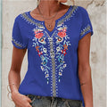 New Products Custom Ethnic Bohemian Style Flower Oversize Printed Short Sleeved T Shirt for Women Ladies