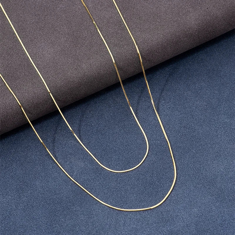 Aimgal 14K Gold 0.5mm Snake Bone Chain Necklace Stackable Trendy DIY Fine Jewelry Unisex Perfect for Party Engagement Gift