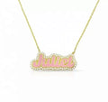 New Colorful Bubble Initial 18K Gold Plated CZ Diamond Enamel Name Cute Rainbow Personalized Custom Name Necklace Jewelry