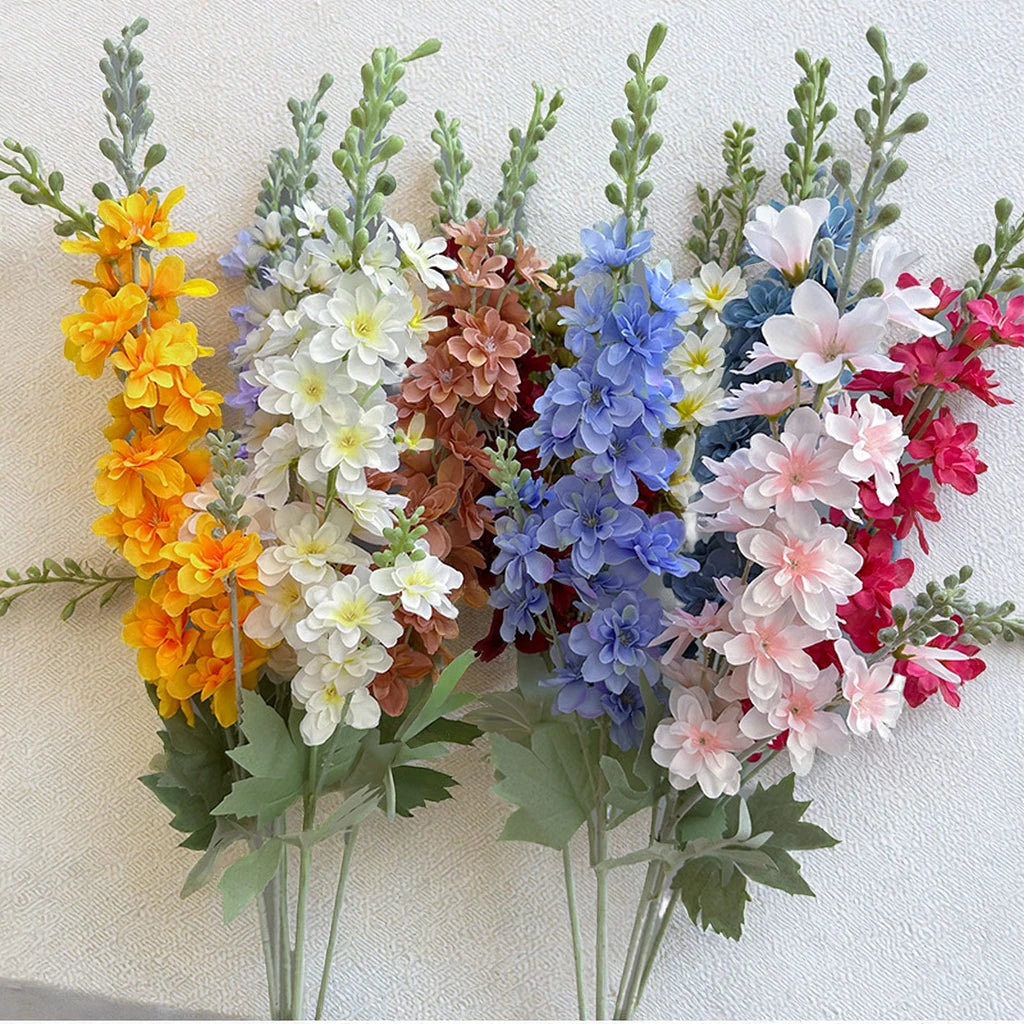 86cm High-End Realistic Long-Stem White Delphinium Artificial Silk Flowers European Style for Autumn Wedding Events Party