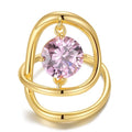 Fashion PVD High Quality 18K Gold Plated Brass Jewelry Fashion Pink Zircon Crystal Accessories Ring R214109