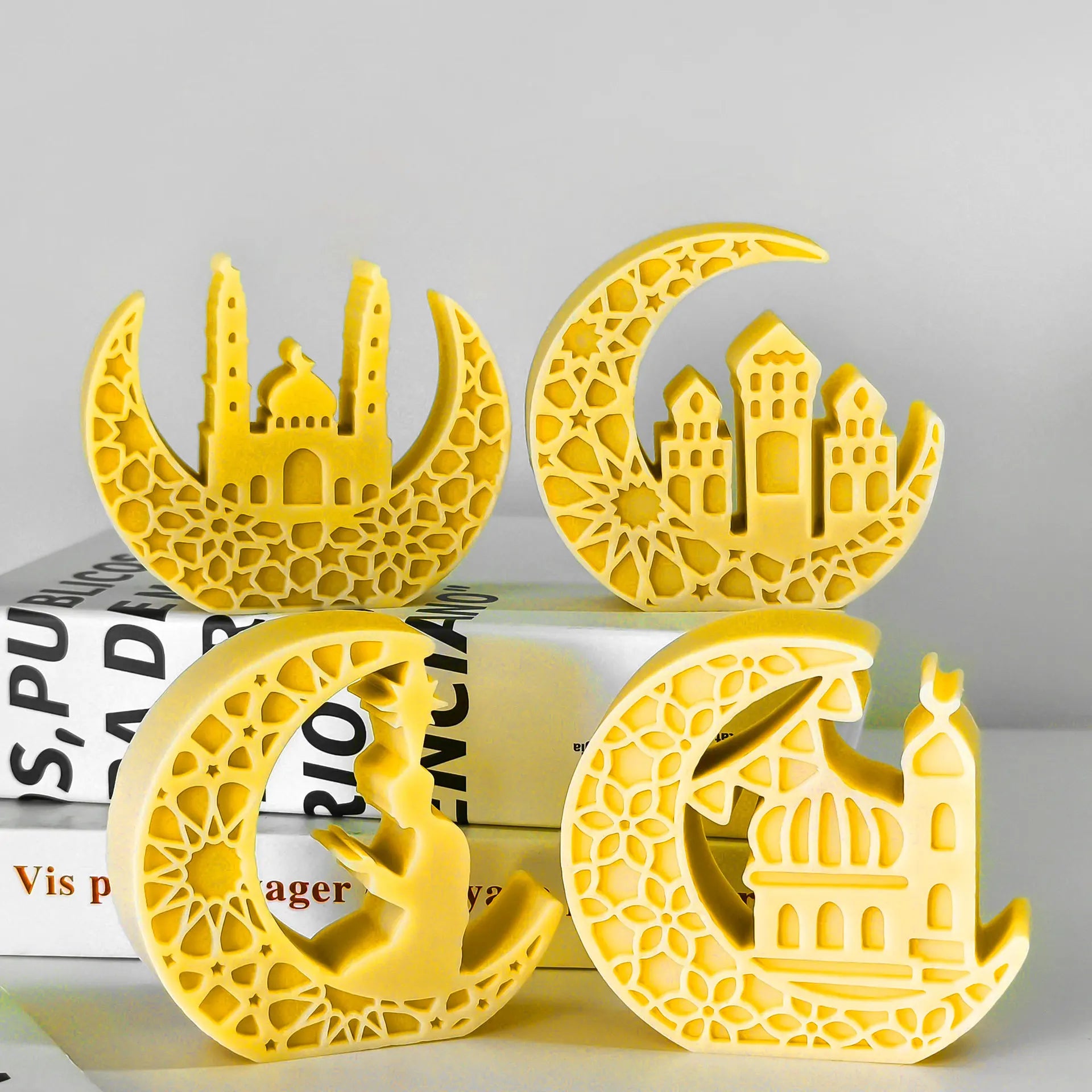 2025 New Designs Eid Al Fitr Relief Moon Silicone Candle Mold Ramadan Candle Mold for Candle Making