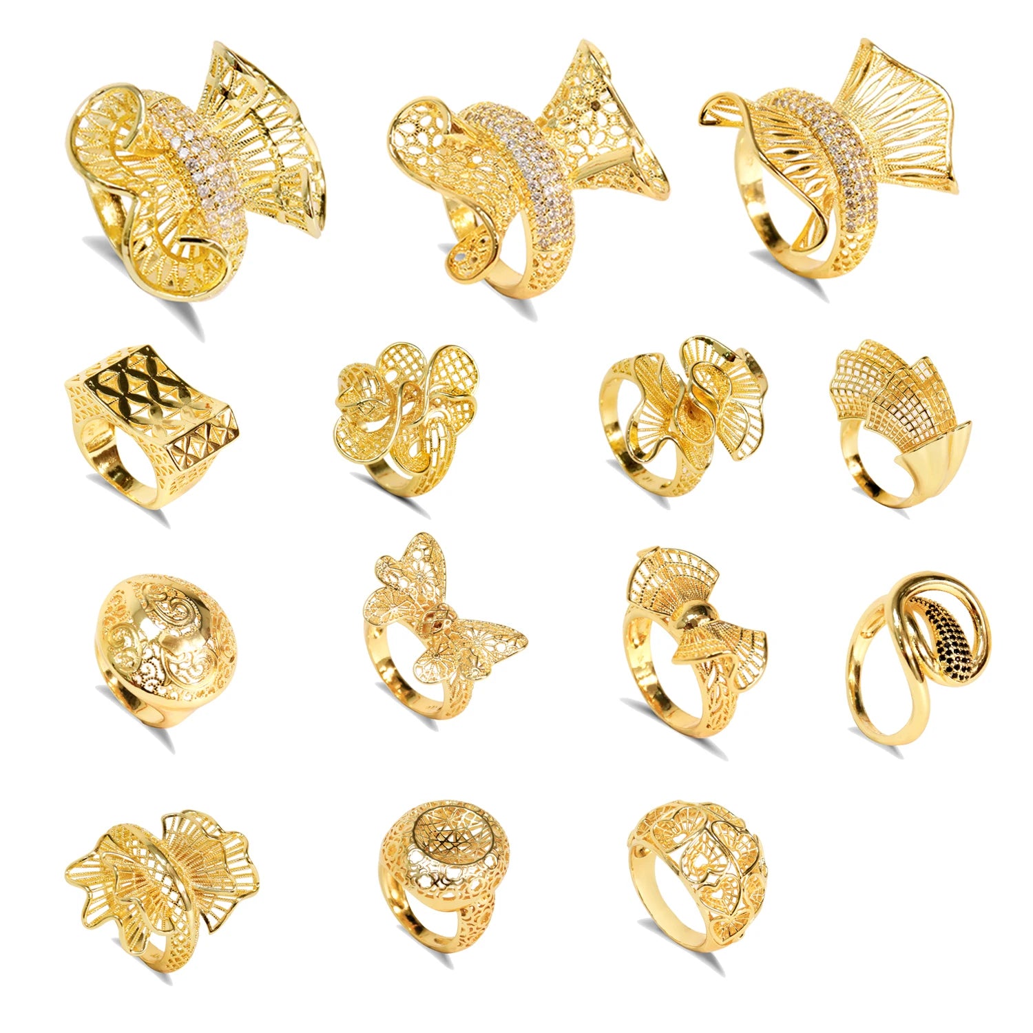 MEIZI JEWELRY 18K Gold Plated Fine Jewelry Diamond Promise Rings for Women