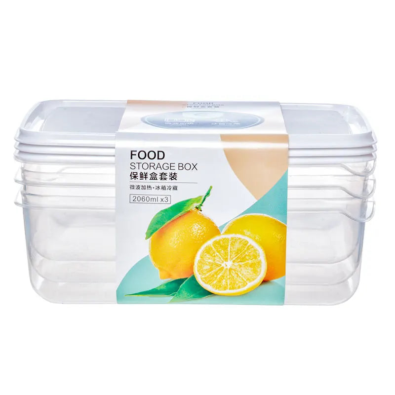 EVERSMILY 69.7 OZ 2060 ML 3Pcs Reusable Rectangular Meal Prep Containers 3 Pack Clear Plastic Take Away Food Containers Set