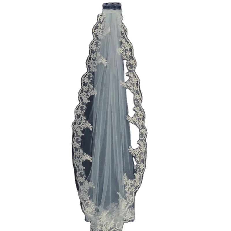 Wholesale 90CM 1-Layer Lace Bridal Veil Car Bone Wedding Dress Accessory with Comb