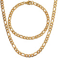 Street Boy Hiphops Figaro Chain Necklace Set Gold Stainless Steel Rope Chain Necklace Bracelet Cuban Chain Men Jewelry Set