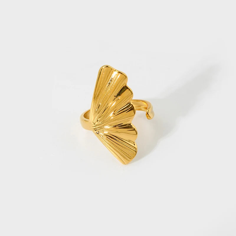 INS Trendy Waterproof Jewelry Fashion Jewelry Rings Leaves Ring Stainless Steel Rings