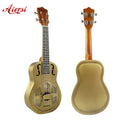 Hot Sale Aiersi Brand Brass Body Concert Resonator Ukulele 4 String 24 Inch F Holes Matt Bell Metal Custom logo Uku for Sale