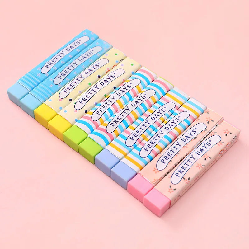 Random Cheap Kawaii Stationery Rectangle 2B Pencil Rubber Eraser Student Prizes Gift Solid Color Soft Eraser School Supply