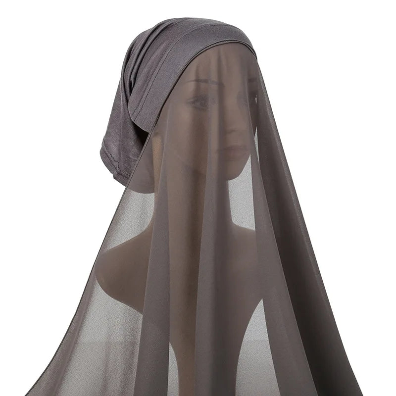Wholesale Custom Logo Ready to Wear Instant Hijab With Underscarf for Muslim Chiffon Hijabs With Undercap Instant Hijab