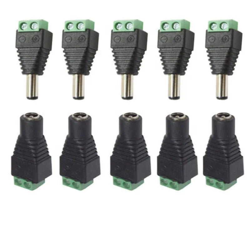 Wholesale DC Connector 5.5 X 2.1mmJack Socket Female Male DC Power Plug Adapter Connectors for Led Strip CCTV Security Camera