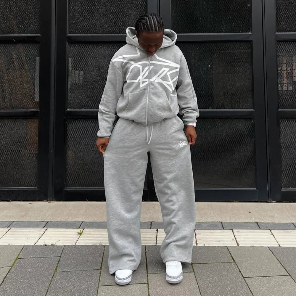 DCY 2025 Trending Product Custom Cotton TracksuitZip up Tracksuit Men100% Cotton Tracksuit