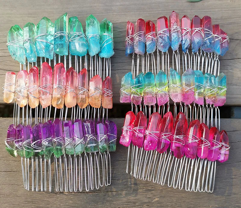 DIY Good Present Natural plating two-color 20-tooth hair comb diy handmade bridal hair accessories