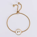 Adjustable Slider Chain Bracelets Stainless Steel Fashion Jewelry Gold Plated Alphabet 26 Letters Charm Pendant Trendy Style