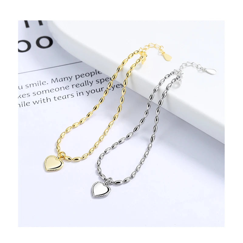 New 2025 Bracelets 925 Sterling Silver Gold Silver Oval Round Beads Heart Shape Charm Bracelets for Friends Gifts