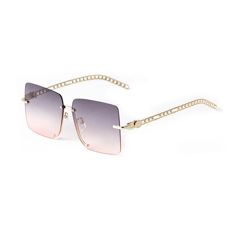 ADE WU STY8213A Trend Oversized Square Rimless Sun Glasses Women Famous Designer Chain Leg Sunglasses Men Shades Wholesale UV400
