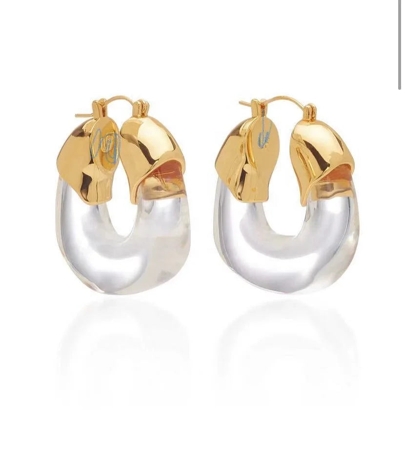 SSeeSY Custom Design Women's Fashion Transparent Earrings Designer Popular Gold Plated U-shaped Jewelry Gift Manufacturer Maker