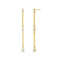 LOZRUNVE Italian 925 Silver Gold Link Bar Diamond Long Drop Earring Trendy Jewelry