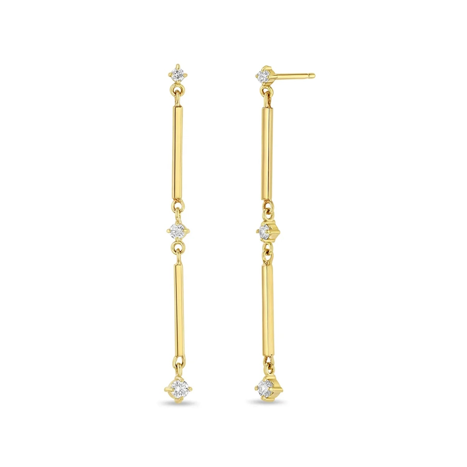 LOZRUNVE Italian 925 Silver Gold Link Bar Diamond Long Drop Earring Trendy Jewelry
