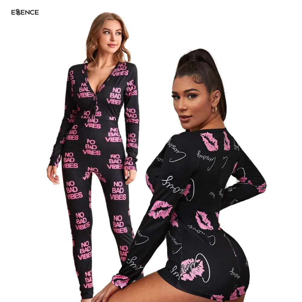Wholesale Luxury Designer Nightwear Pajamas for Women Butt Flap Jumpsuits Adult Onesie