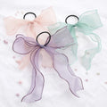 MIO Organza Bowknot Hair Ring Long Tassel Rope Fairy Ribbon Hair Tie Ponytail Holder Elastic Hair Bands