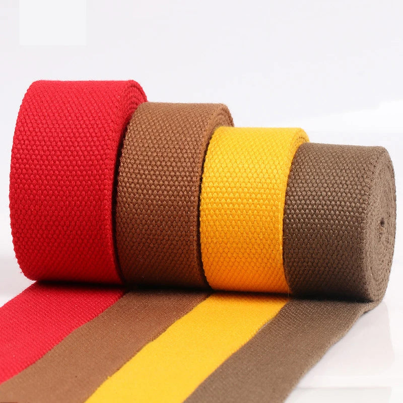 Wholesale 50 Yards Heavy Inelastic 2mm Cotton Webbing Strap High Tenacity Pantone Color Woven Technics for Yoga Belt