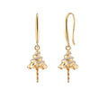 18ct Solid Gold AU750 Dangle Hook Diamond Earrings Mounting Pearls Earring Mounts