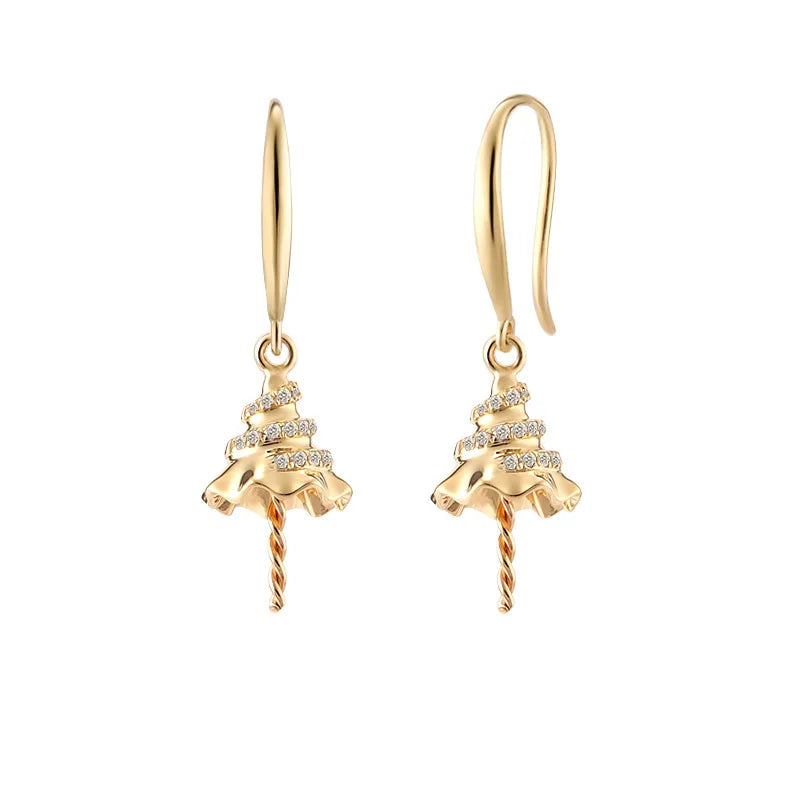 18ct Solid Gold AU750 Dangle Hook Diamond Earrings Mounting Pearls Earring Mounts