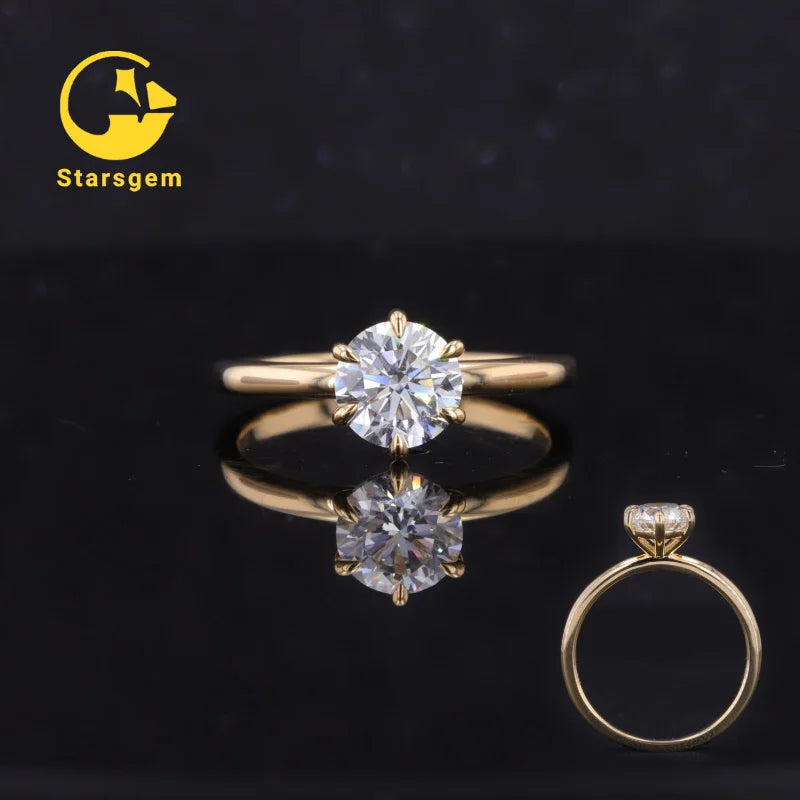 Starsgem D E F Color VVS-VS IGI Certified 18k Yellow Gold Lab Grown Diamond Cvd Diamond Ring MegaBDM