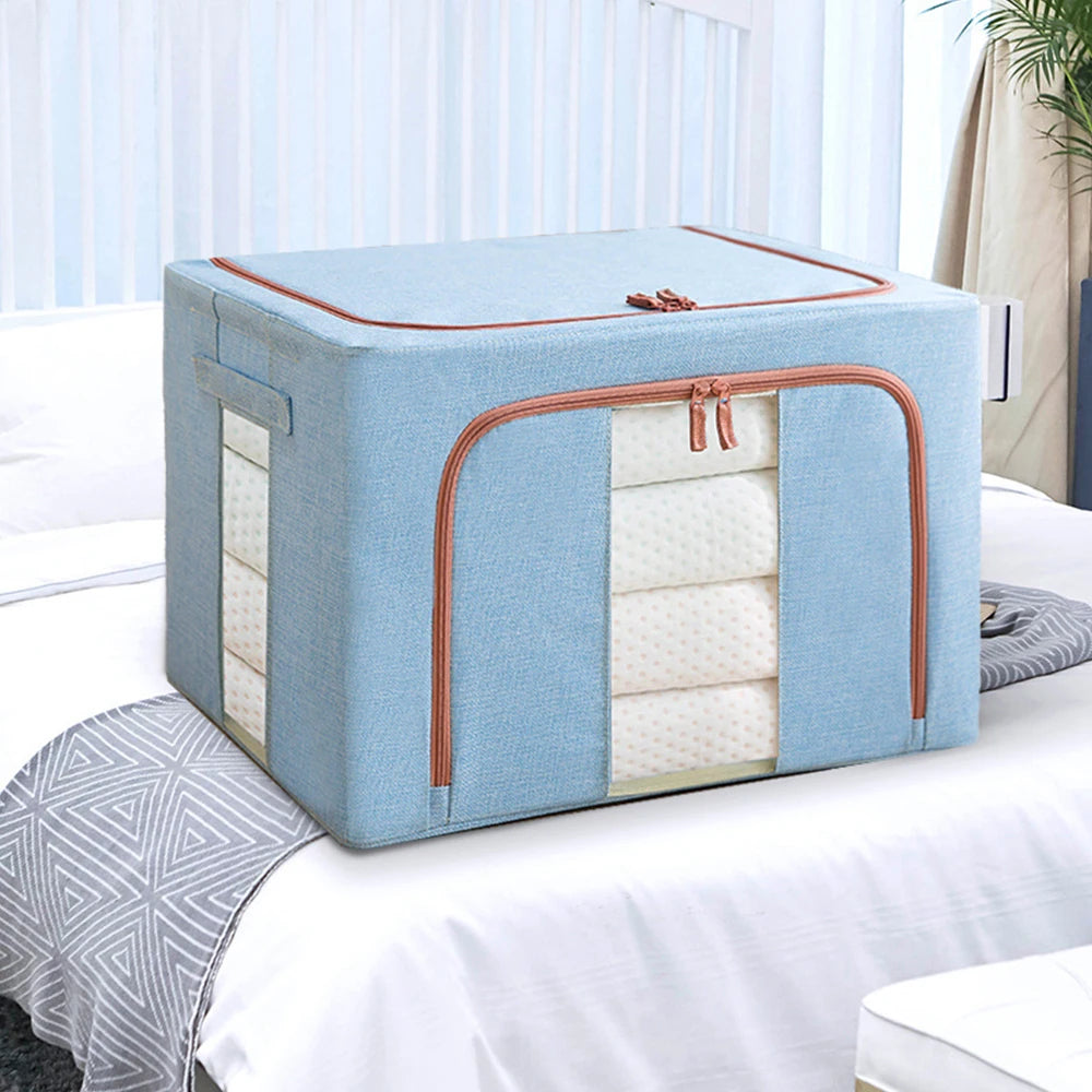 Clothing Organizers Injection-Molded Rectangle Foldable Fabric Eco-Friendly Modern Storage Boxes Bins Clear Window for Toys