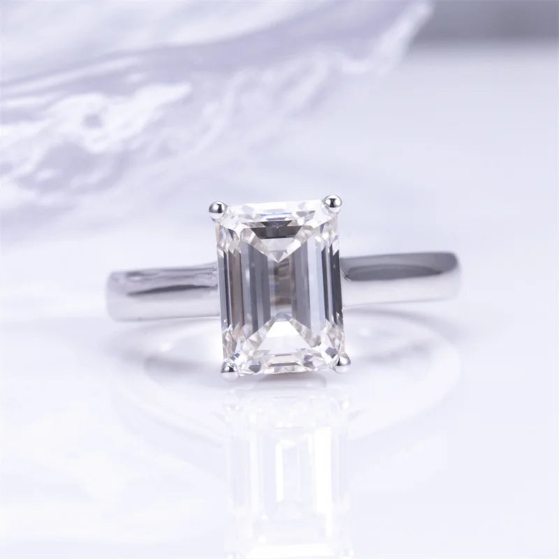MSR-1455 Engagement Customized Jewelry PT950 Gold 3ct Emerald Shaped IGI Lab Created Diamond Ring